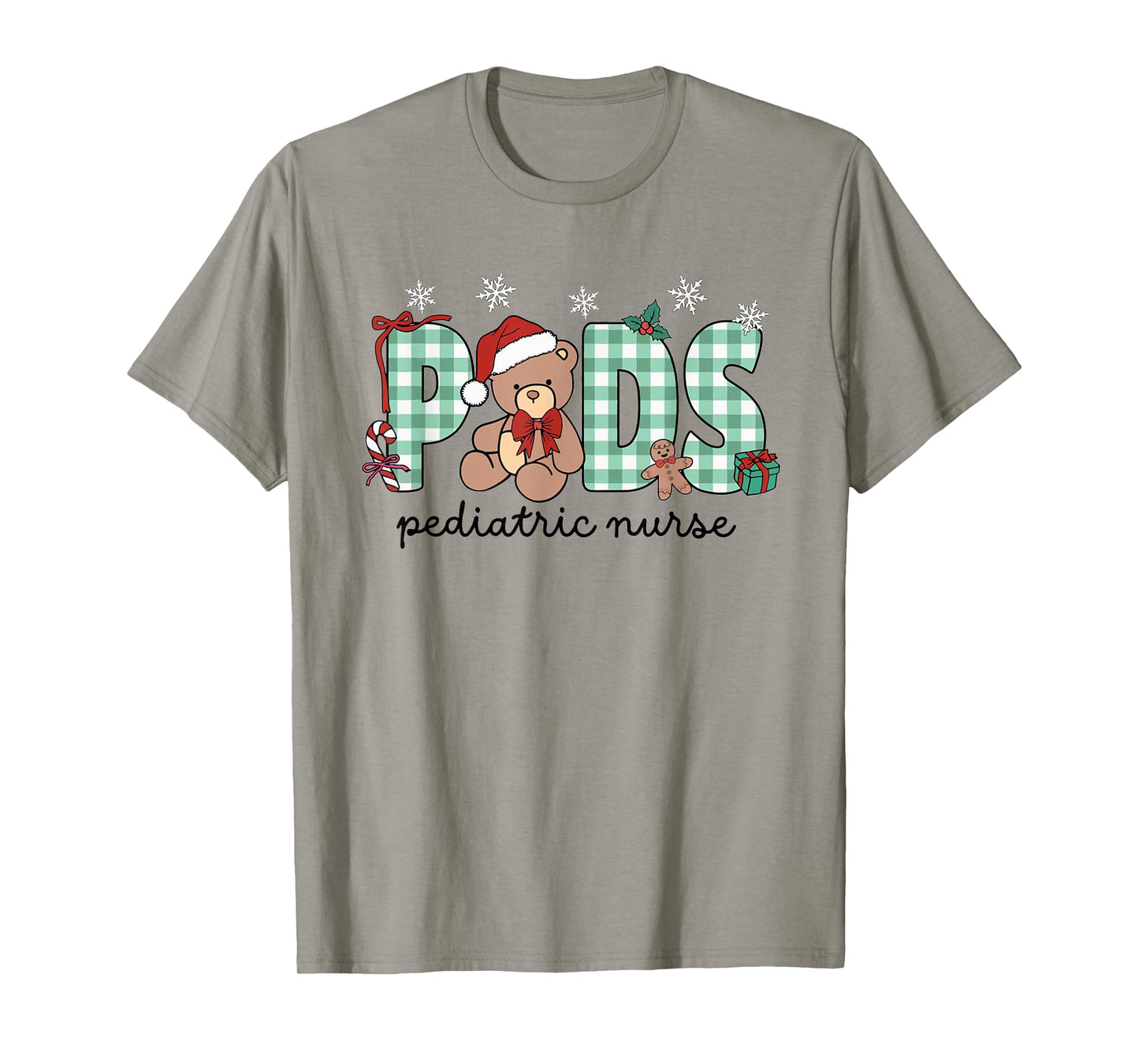 Women Pediatrics Christmas Holiday Bear PEDS Nurse PICU T-Shirt