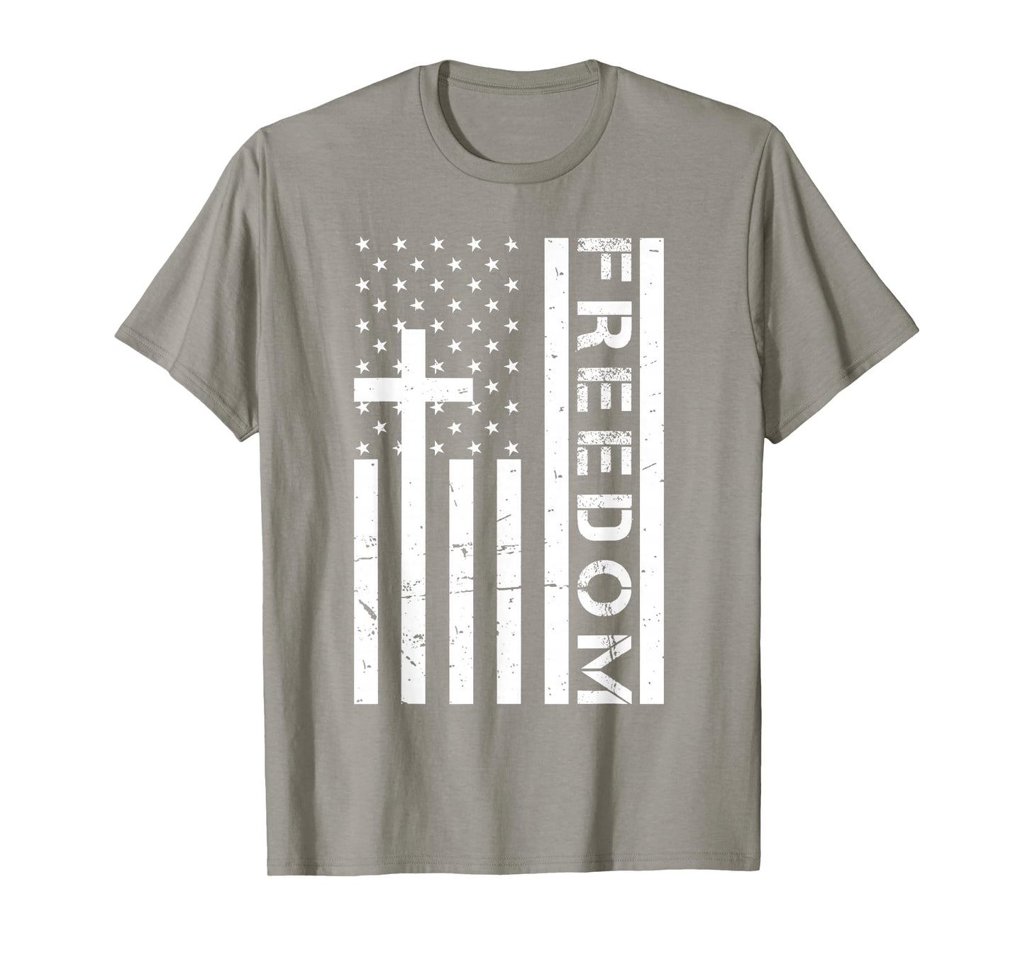 Red Freedom American Flag and Cross Faith Family Freedom T-Shirt