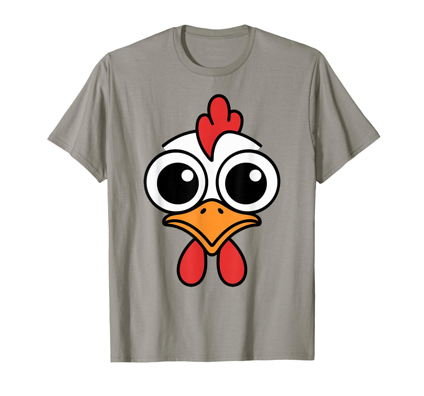 Funny Chicken Face Big Eyes Cartoon Rooster Halloween Outfit T-Shirt