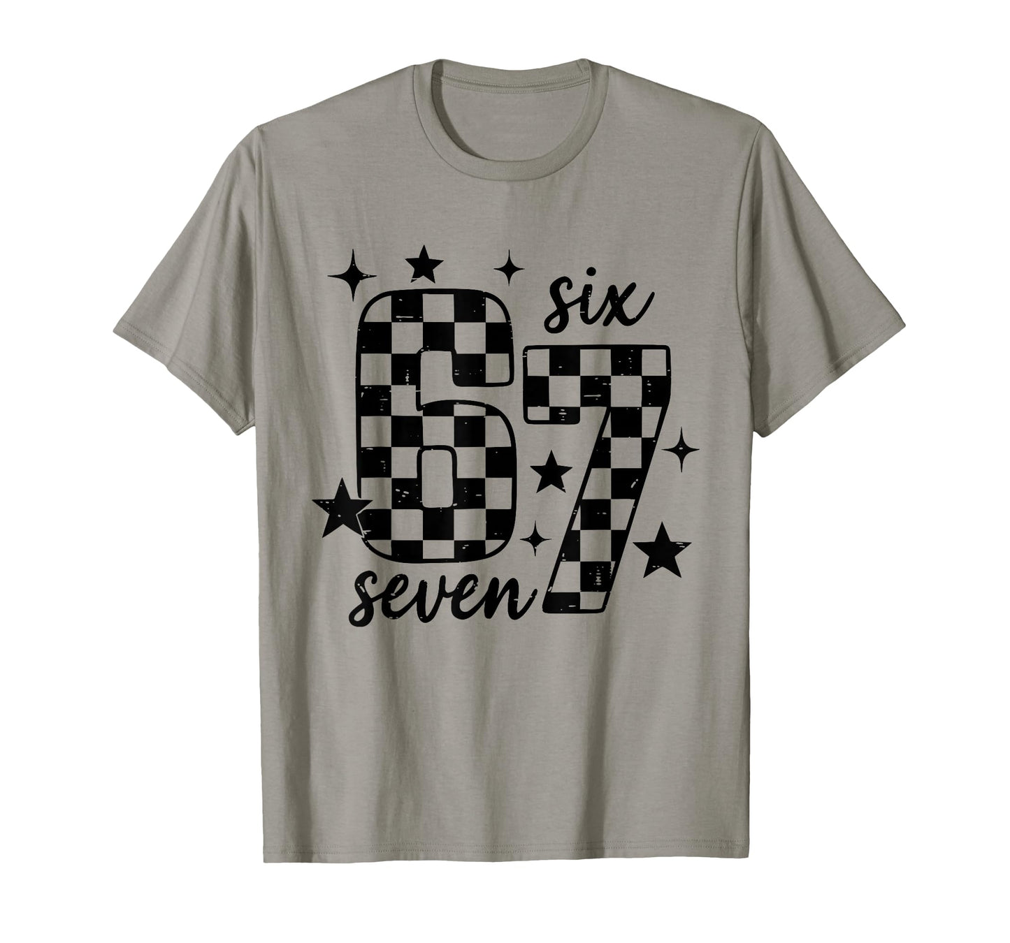 Retro 67 Checkered Six Seven Meme Funny Teacher Student 6 7 T-Shirt
