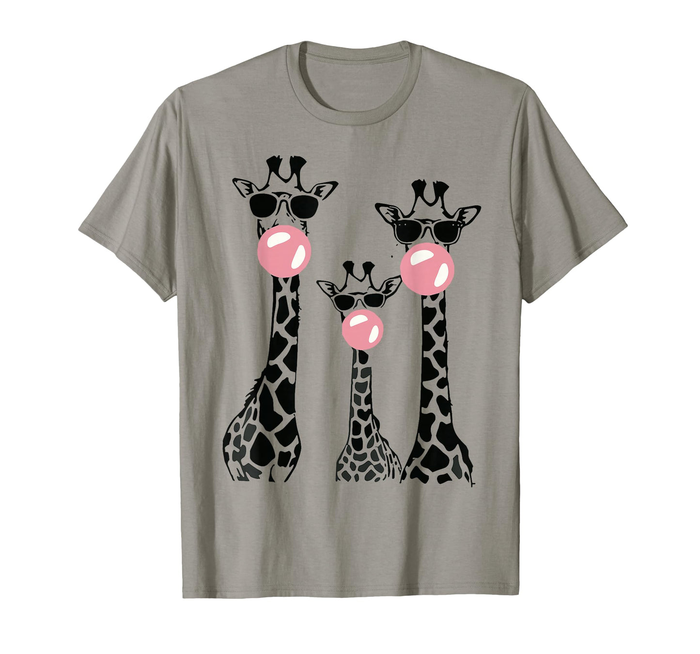 Cute Giraffe Trio Blowing Bubble Gum with Sunglasses T-Shirt