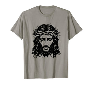 Jesus Crown of Thorns Black and White Faith T-Shirt