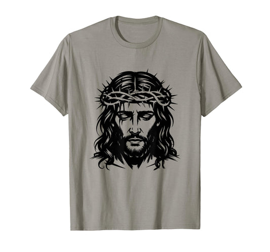 Jesus Crown of Thorns Black and White Faith T-Shirt