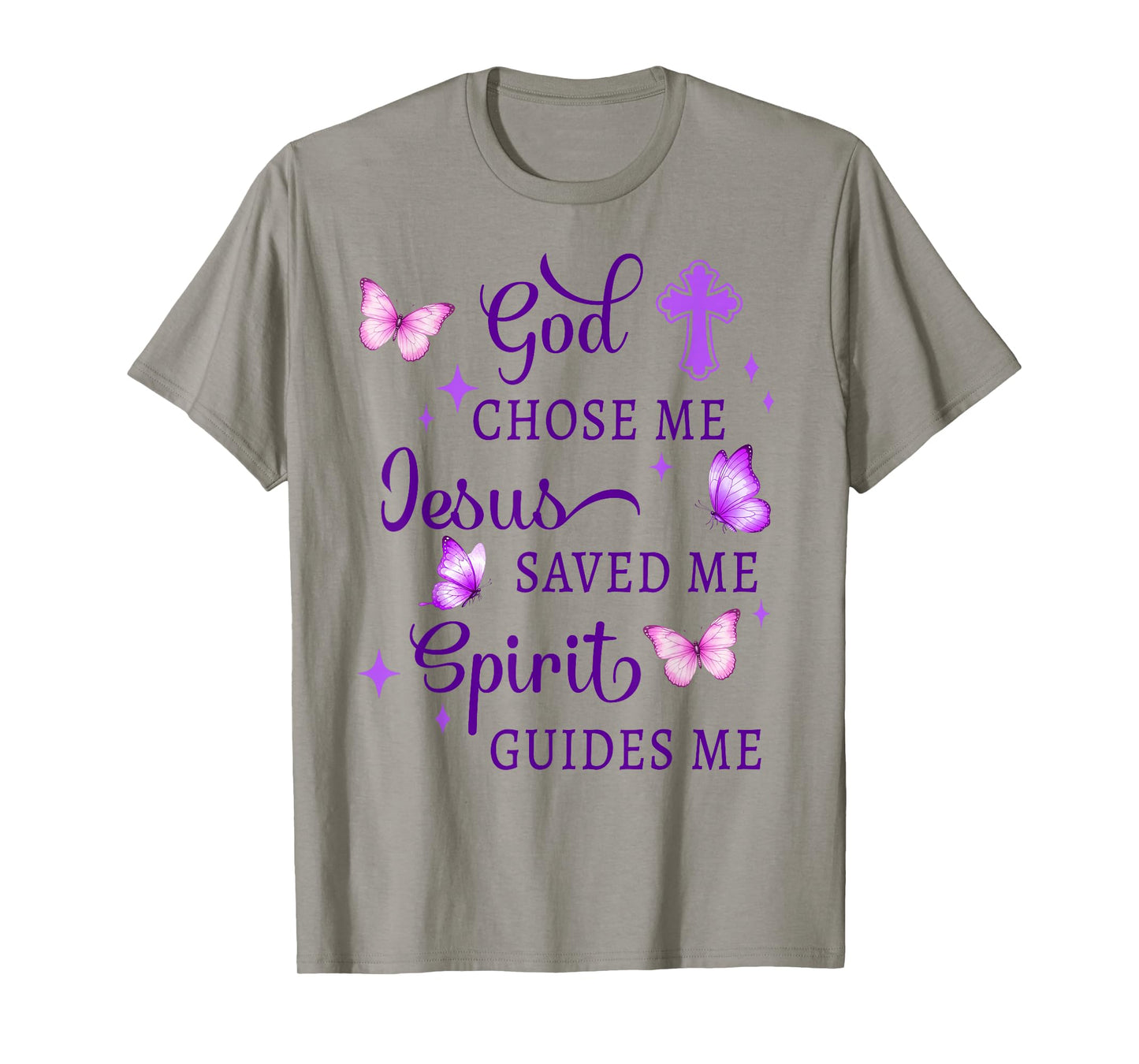 Christian God Chose Me Jesus Saved Stars and Butterflies T-Shirt