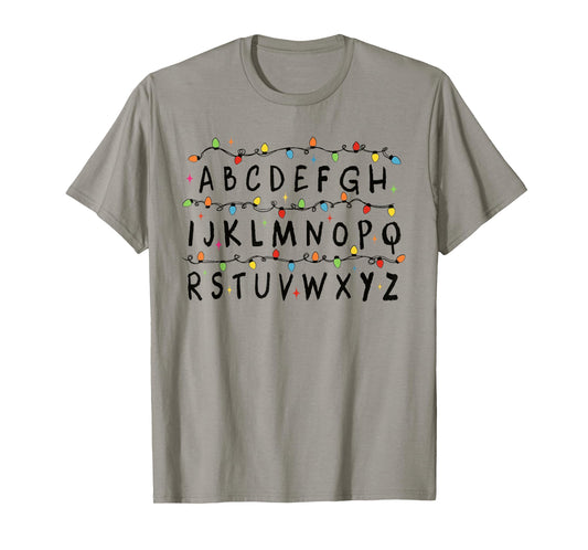 Alphabet Stranger Christmas 2025 Lights Boys Girls Pajamas T-Shirt