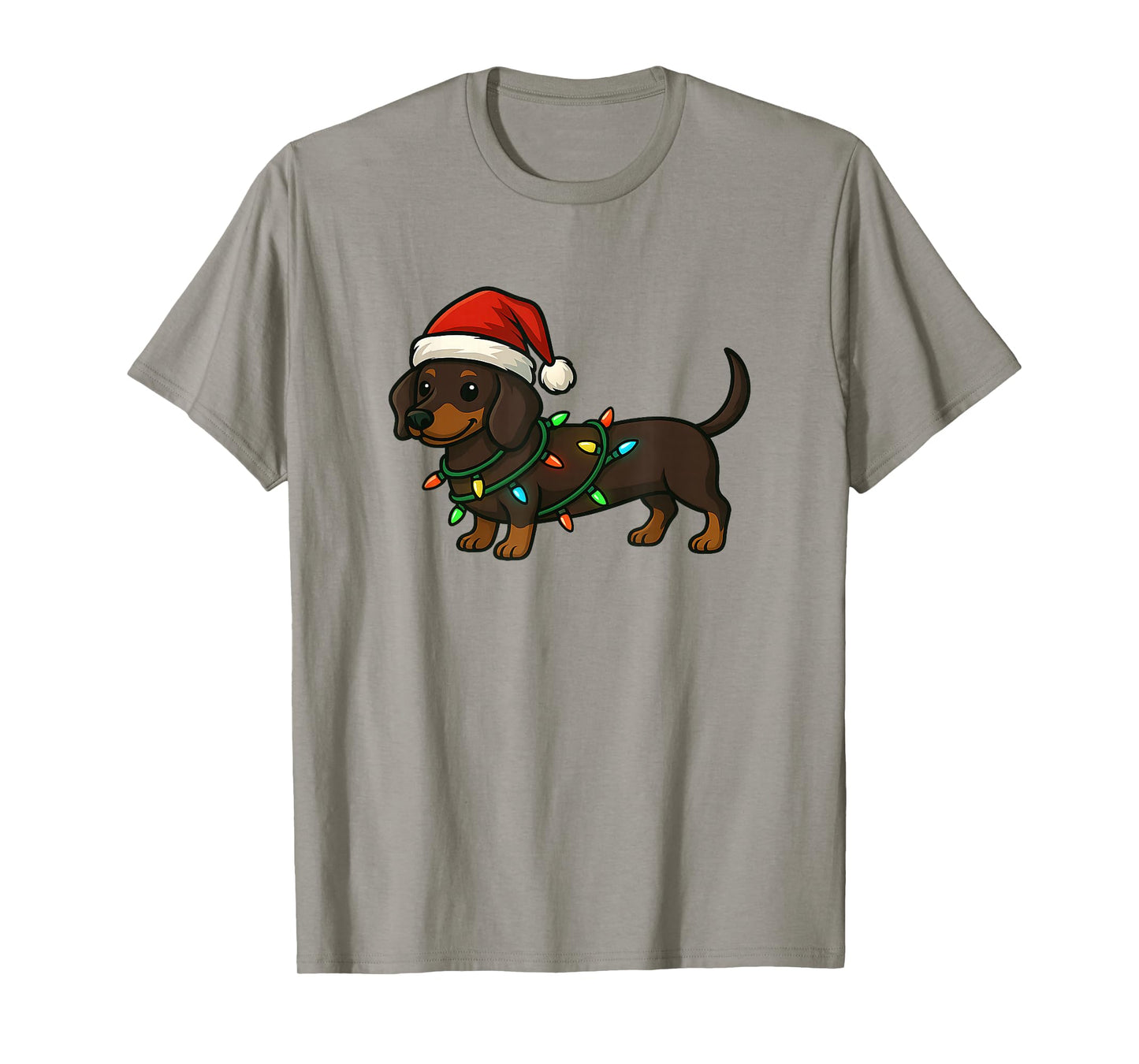 Cute Dachshund Dog with Santa Hat Funny Christmas Xmas Gift T-Shirt