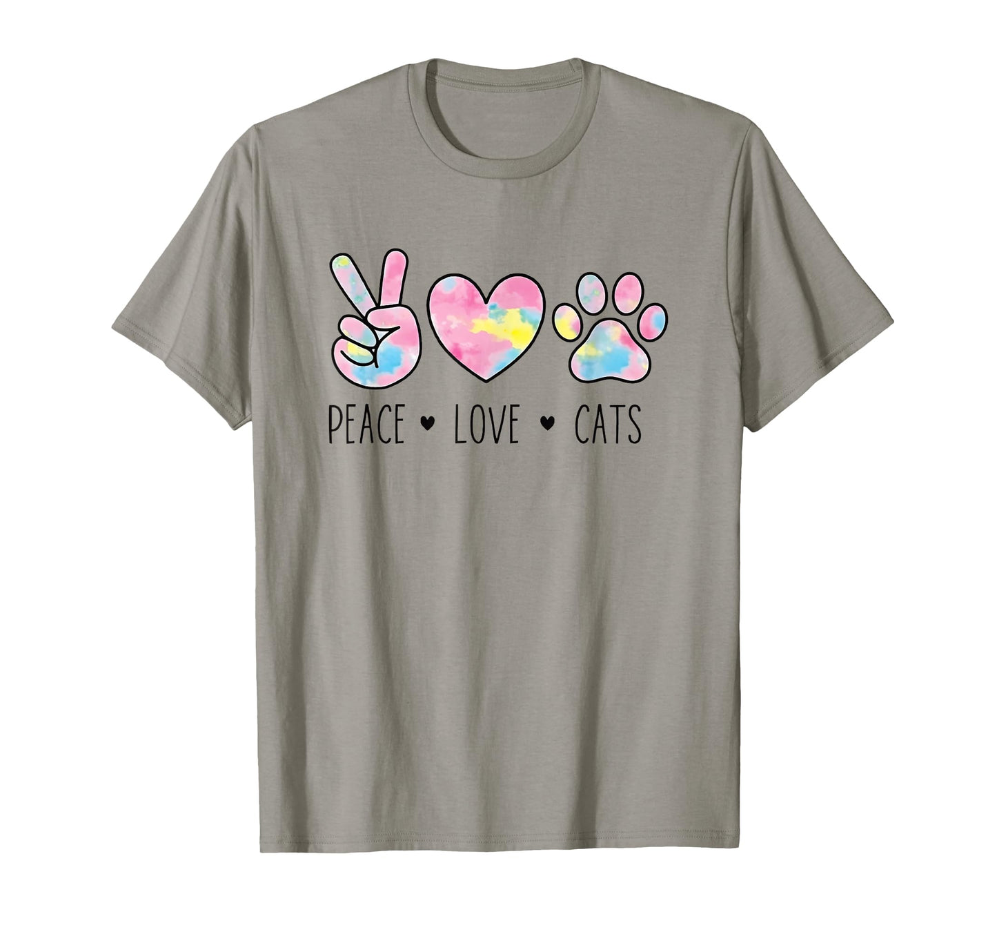 Peace Love Cats Cute Paw Heart Cat Lover Positive Animal T-Shirt