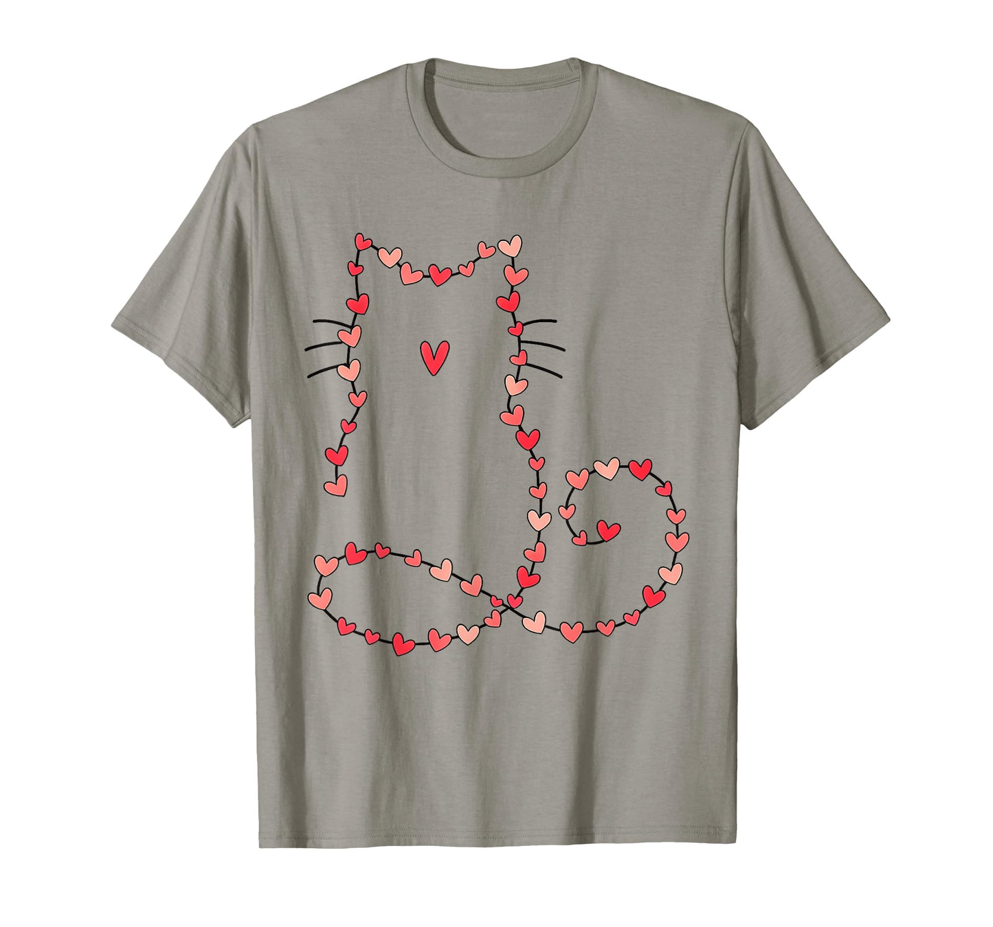 Cute Cat Outline Made of Hearts Valentine Style for Cat Love T-Shirt