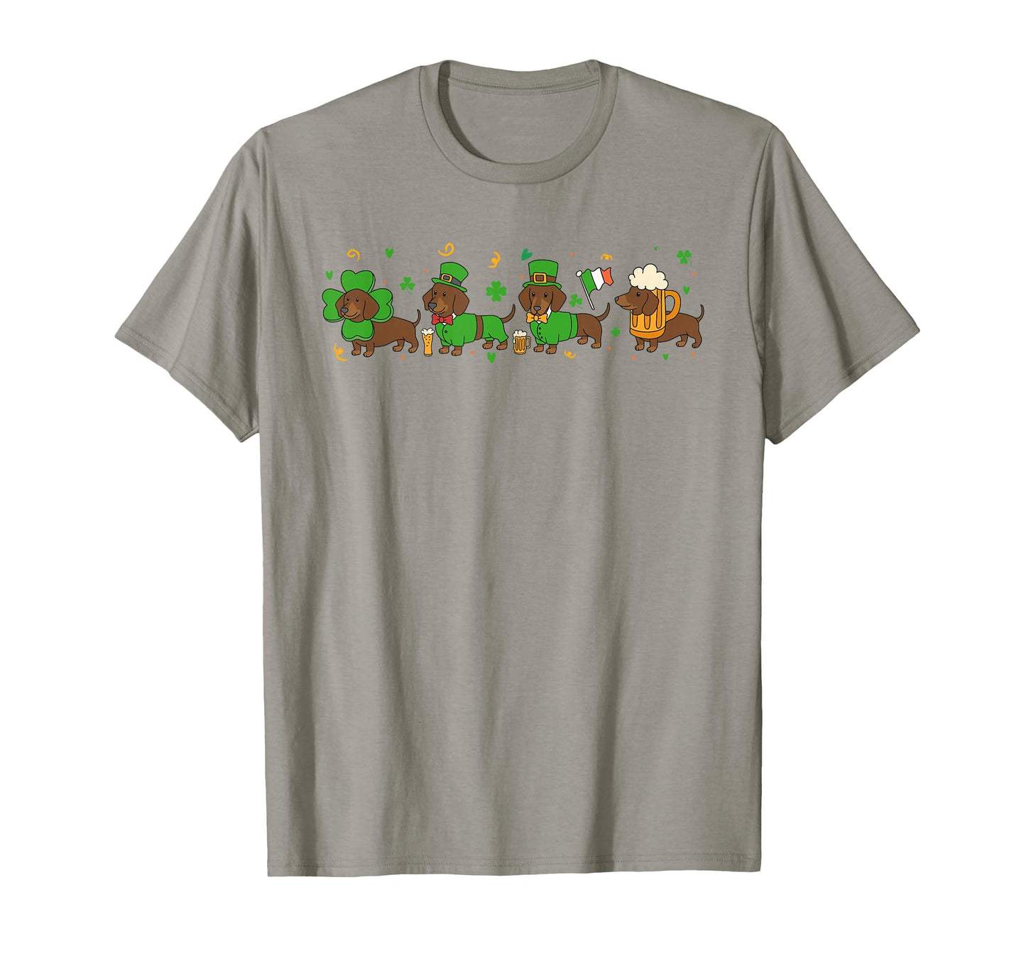 Women Dachshund St Patrick's Day Lucky Wiener Dog Clover T-Shirt