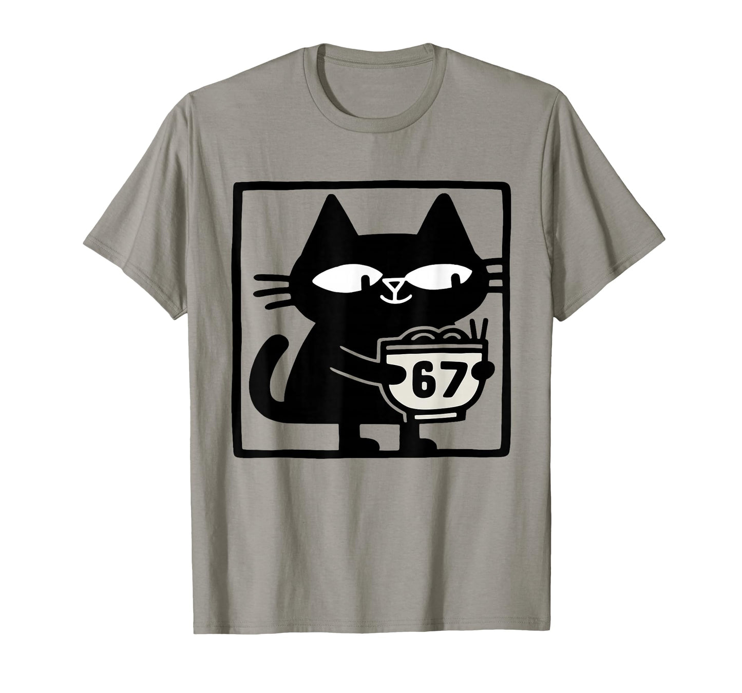 Cat with Ramen Bowl 67 – Funny Meme Cat Illustration Art T-Shirt