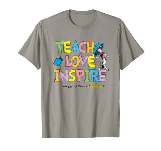 Dr Seuss Cat Hat Teach Love Inspire Officially Licensed T-Shirt