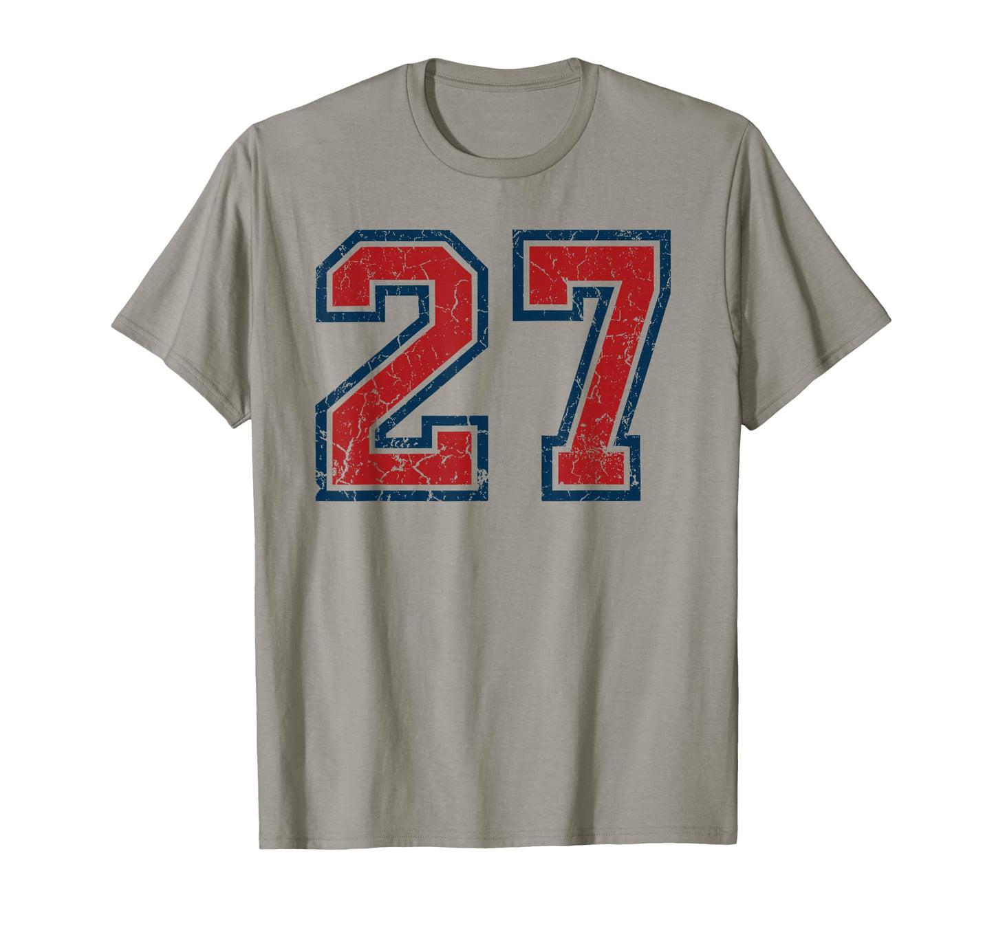Red and Blue Sports Number 27 Jersey Uniform Player Fan T-Shirt