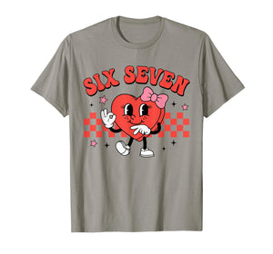 Valentine Six Seven Heart Funny 67 Checkered Print for Girl T-Shirt