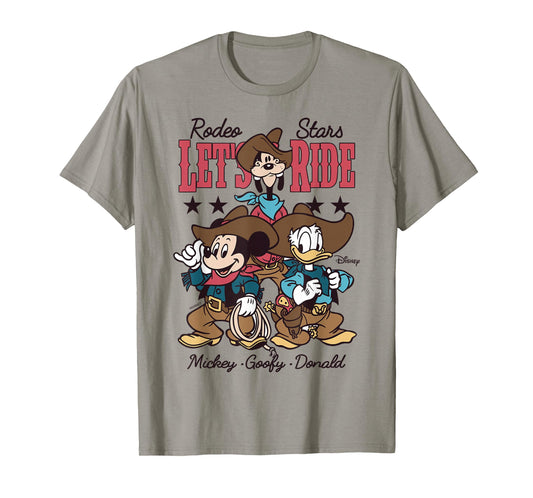 Disney Mickey and Friends Goofy Donald Let’s Ride Cowboy T-Shirt