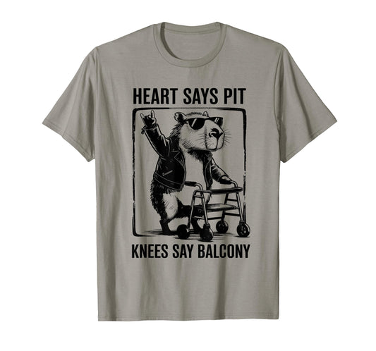 Heart Says Pit Knees Say Balcony Funny Festival Graphic T-Shirt