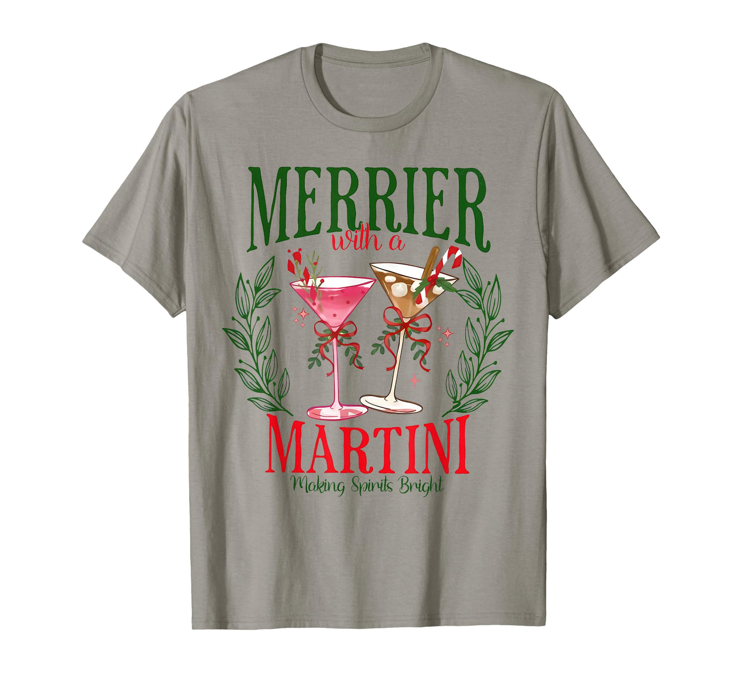 Merrier with A Martini Funny Bachelorette Merry Christmas T-Shirt