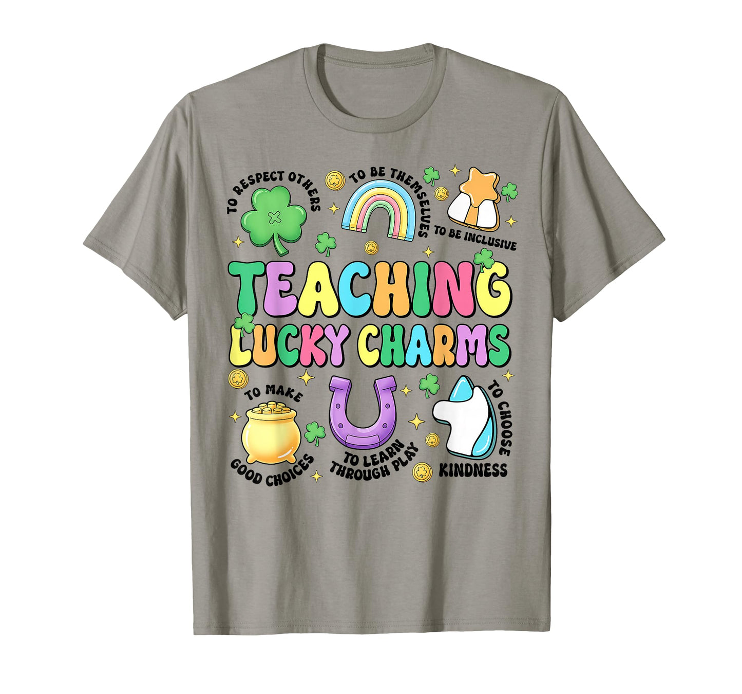 Funny Teaching Lucky Charms Teacher Groovy St Patricks Day T-Shirt