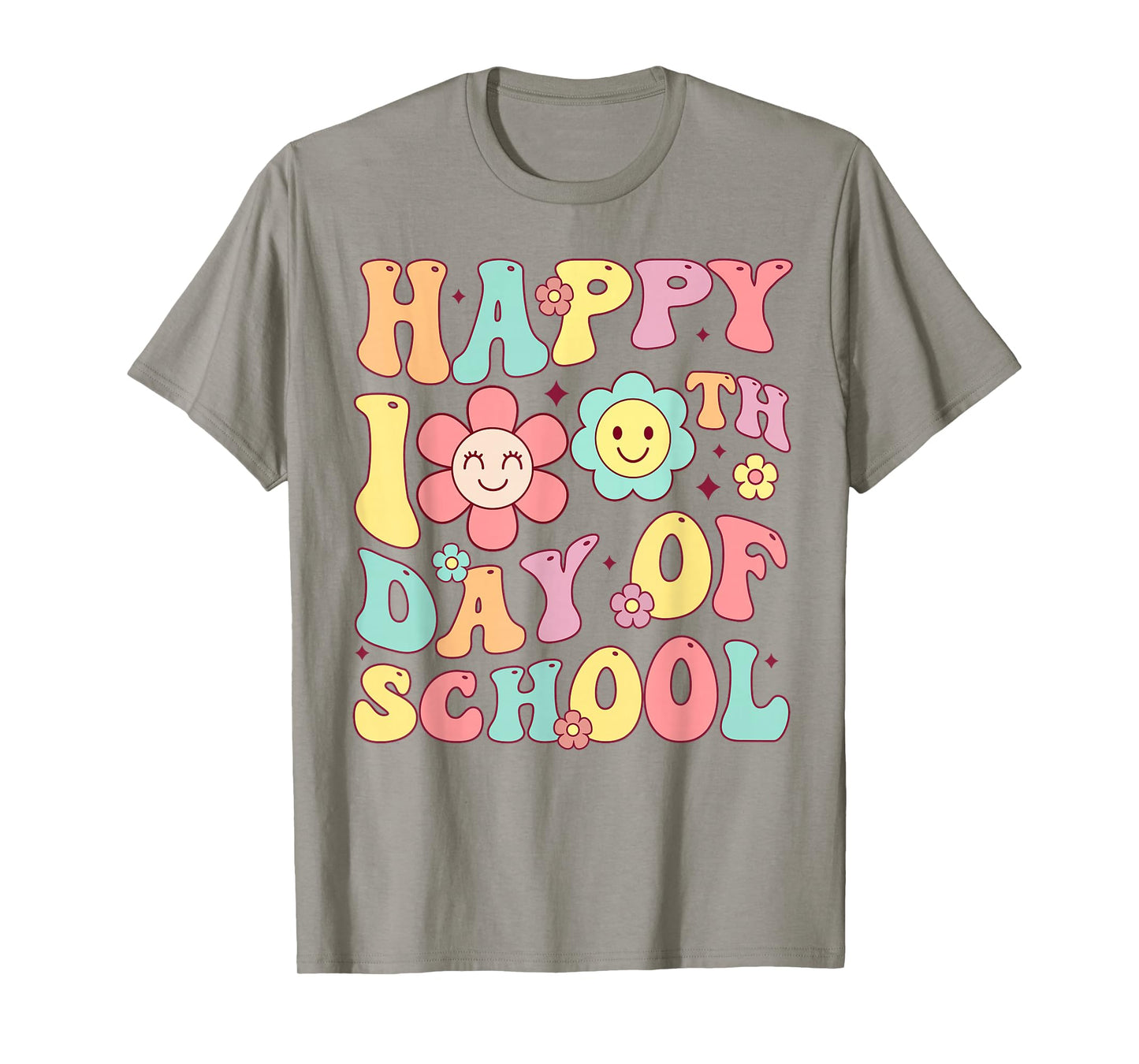 Groovy Happy 100th Day of Shool 100 Days Teachers Girls Kids T-Shirt