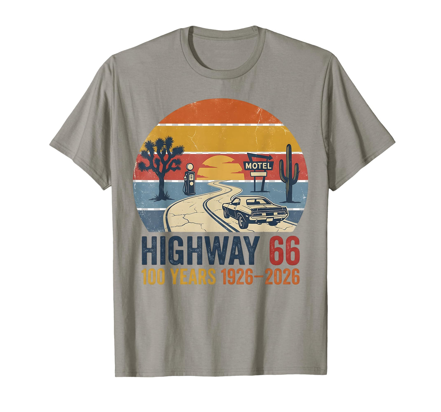 Highway 66 100 Years 1926-2026 Classic Car Lover Anniversary T-Shirt