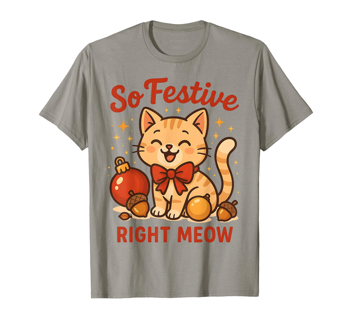 So Festive Right Meow Kawaii Cat Christmas Santa Hat Holiday T-Shirt