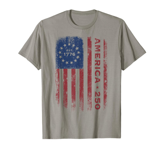 250 Years America Vintage Historical US Flag T-Shirt