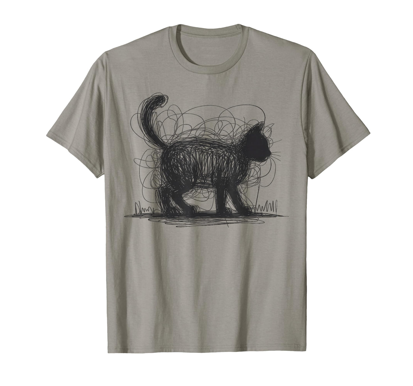 Abstract Cat Art Line T-Shirt