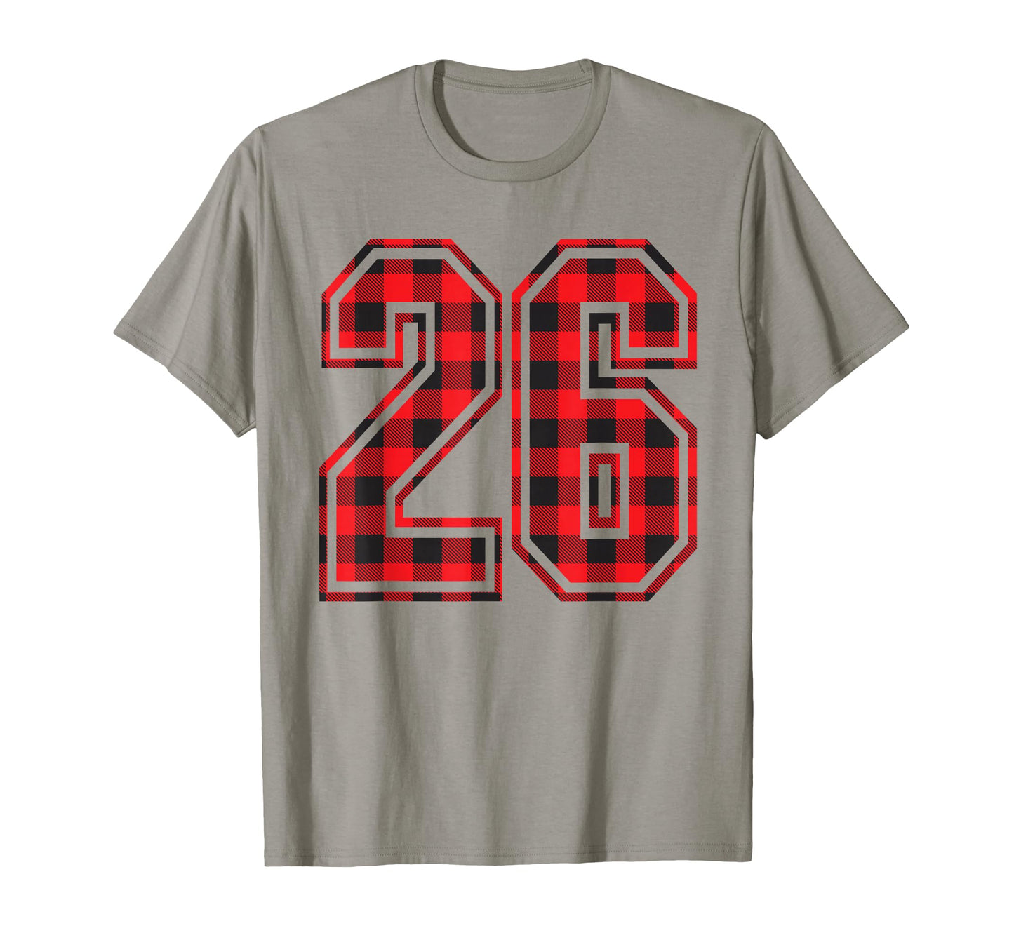 Cute Number 26 Christmas Red Plaid Pattern #26 Unform Jersey T-Shirt
