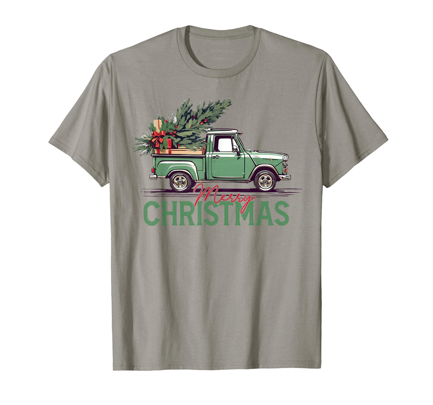 Red Pickup Truck Christmas Tree Vintage Christmas Men Women T-Shirt