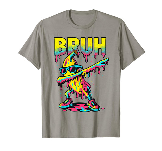 Dabbing Banana Bruh Ice Cream Drip Banana Youth Boys Kids T-Shirt