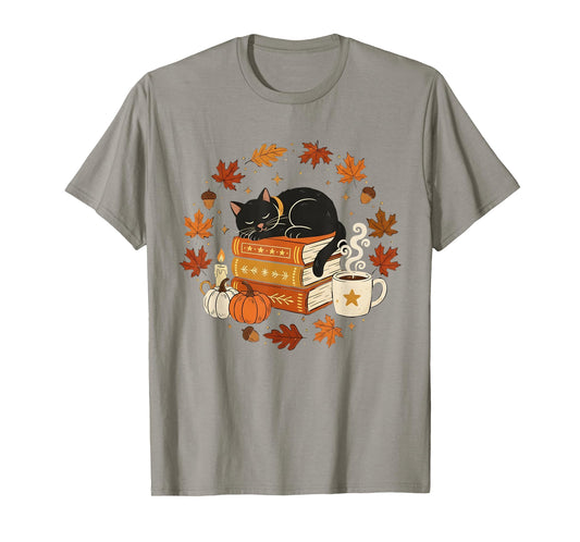 Cute Cat Fall in Love with Reading Book Cat Lover Librarian T-Shirt