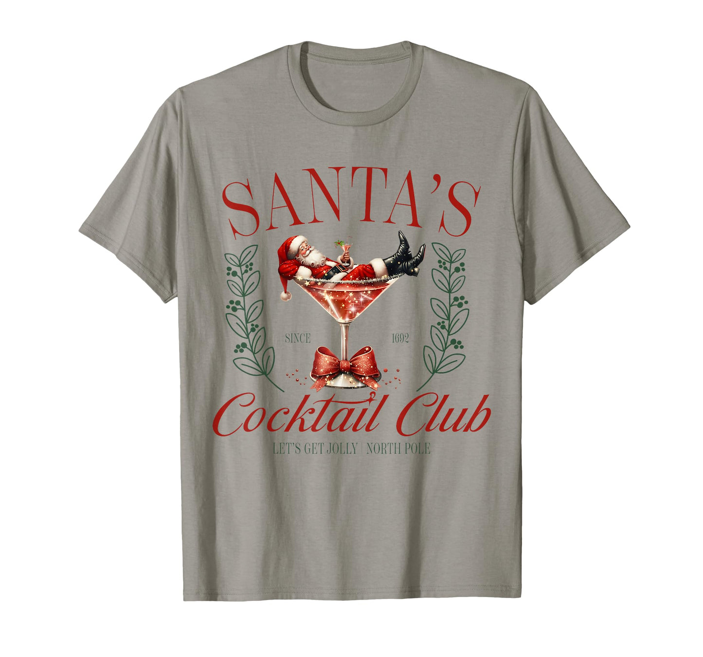 Santa's Cocktail Club Funny Christmas T-Shirt