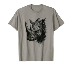 Rhino Ink Art Grunge Safari Wildlife Portrait Rhinocerus T-Shirt