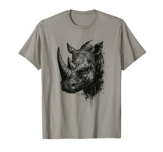 Rhino Ink Art Grunge Safari Wildlife Portrait Rhinocerus T-Shirt