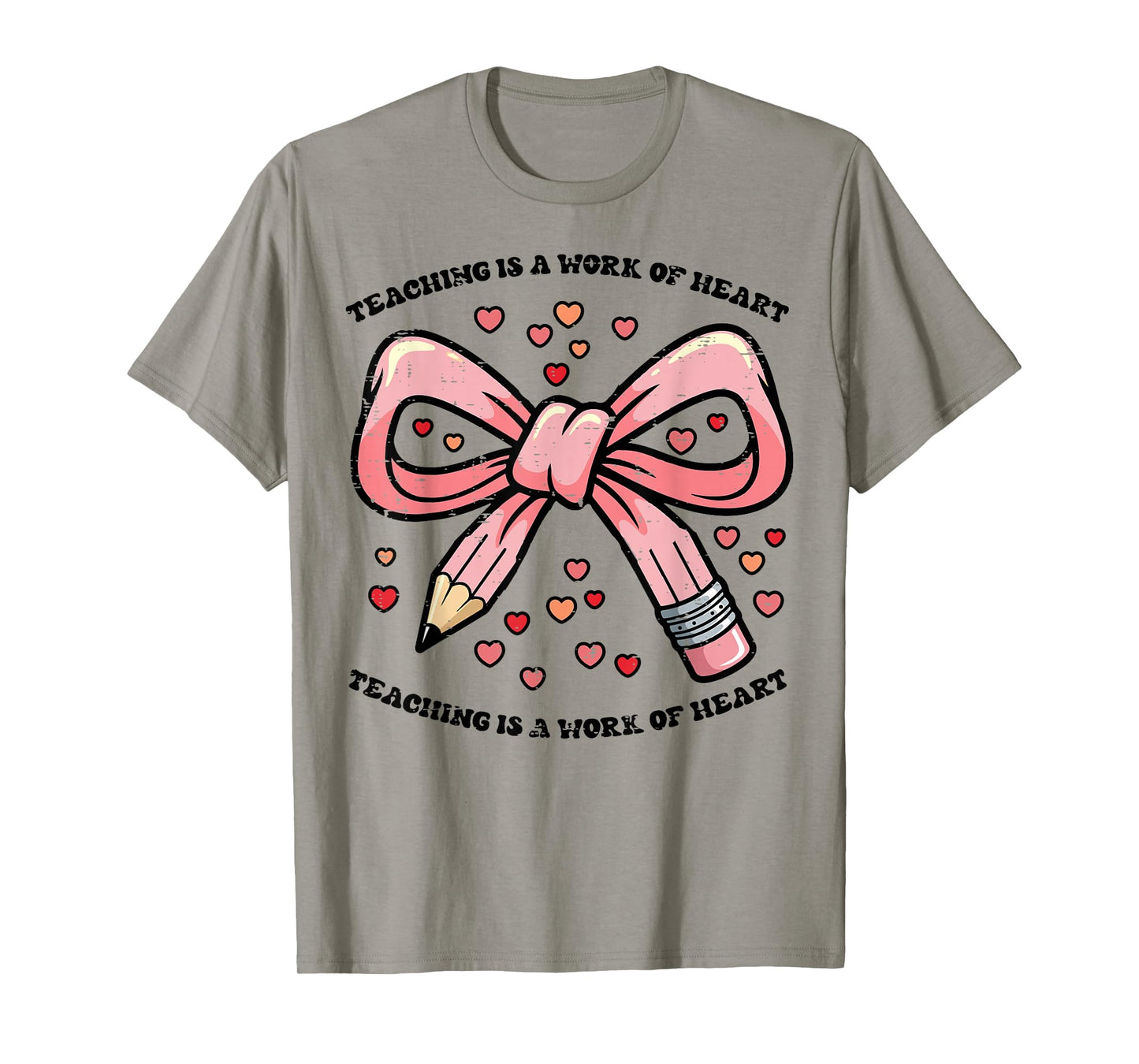 Valentines Day Teaching Work of Art Heart Bow Teacher Women T-Shirt