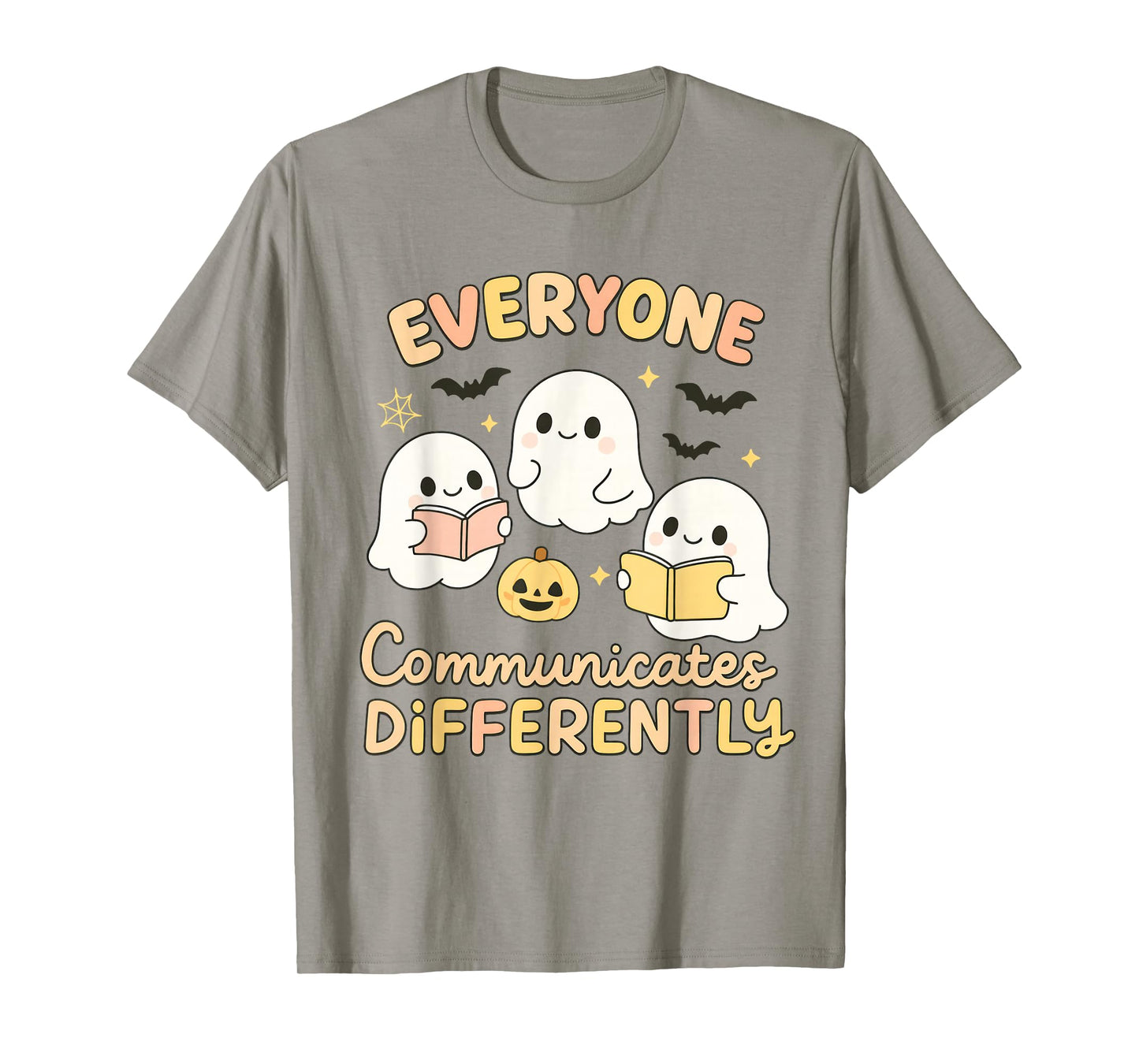 Cute Ghost Everyone Communicates Differently Neurodiversity T-Shirt