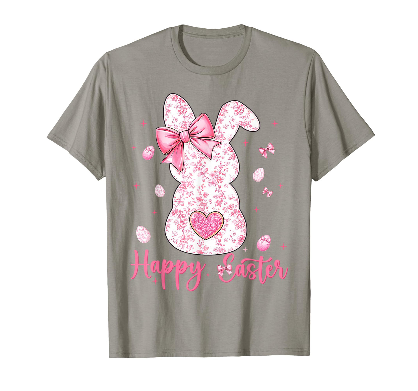 Happy Easter Rabbit Coquette Bunny Floral Women Girl Kid T-Shirt