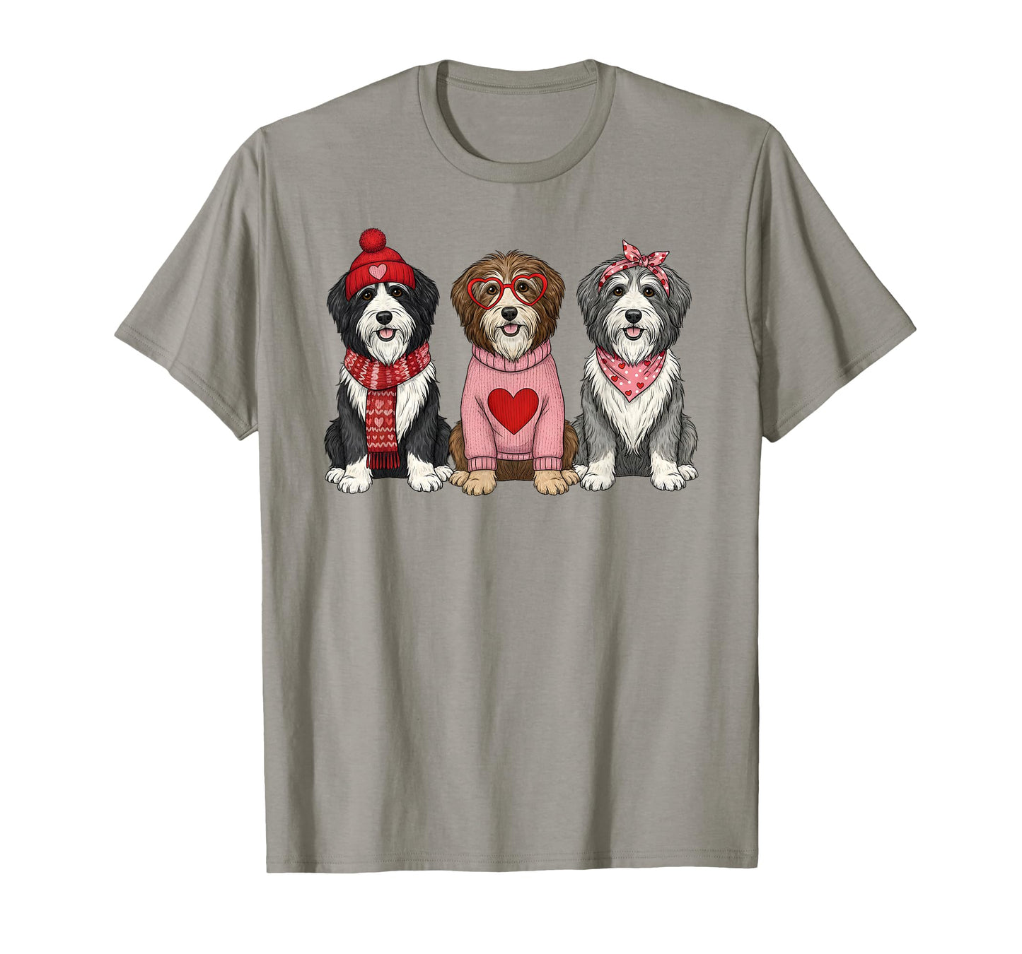 Cute Bearded Collie Valentine Dog T-Shirt