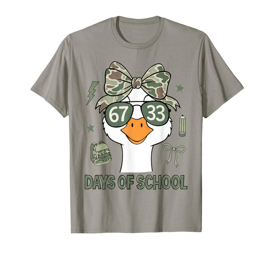 Goose 67+33 Days of School 100 Days Goose Camo Girls T-Shirt