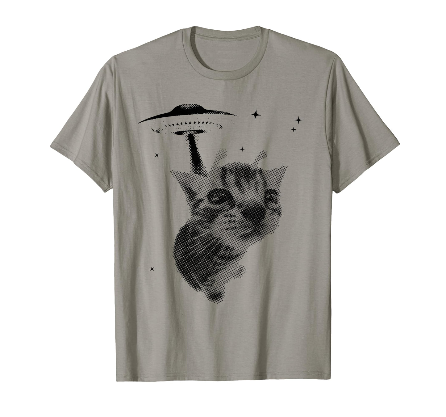 Funny Alien Cat Meme UFO Vintage Y2K Silly Cat Lovers T-Shirt