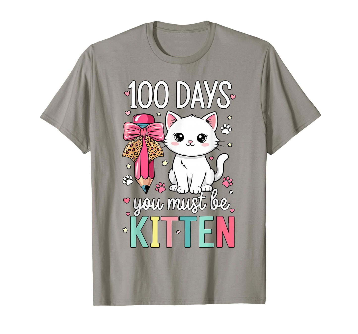 Girls 100 Days of School Cat Coquette Bow 100th Day School T-Shirt