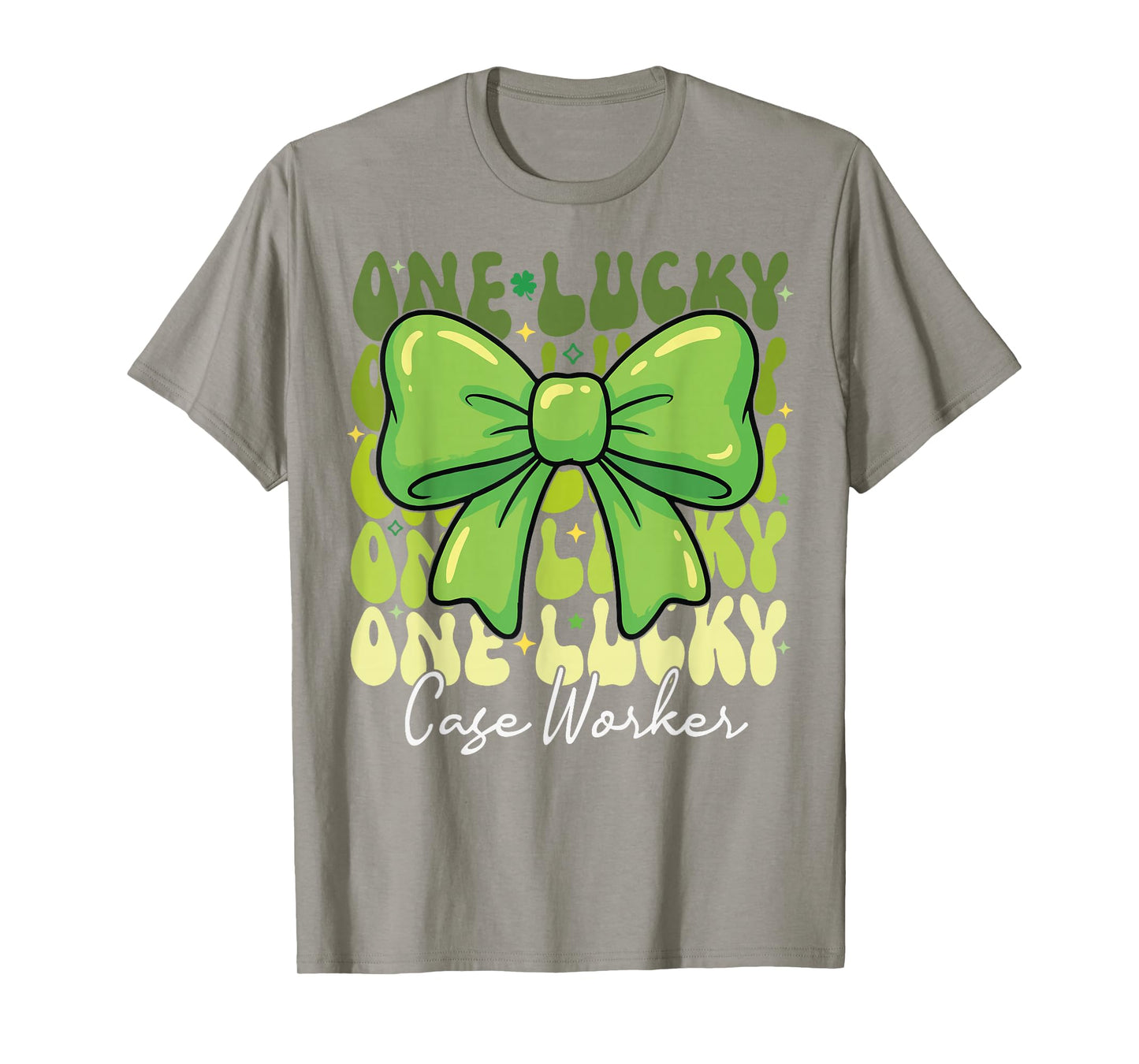One Lucky Case Worker St Patricks Day Coquette Bow Retro T-Shirt