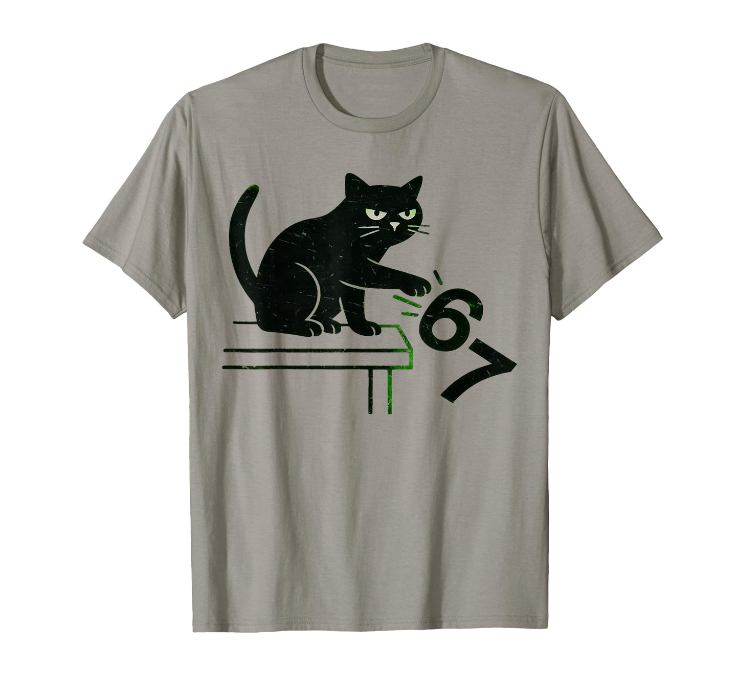 Six Seven Funny 6 7 Meme Cat Knocking Off 67 Funny Cat Funny T-Shirt