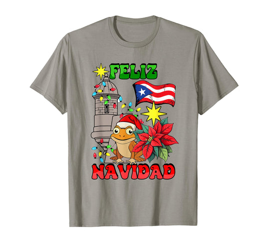 Feliz Navidad Frog Puerto Rico Christmas Lights Pajamas Xmas T-Shirt