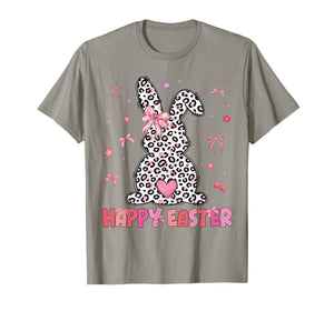 Happy Easter Coquette Leopard Bunny Women Girl Kid T-Shirt