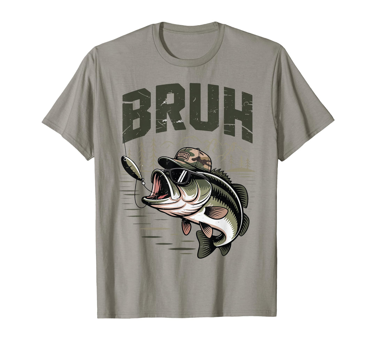 Youth Bruh Fishing Camo Bass Fish Funny Fisherman Gift Men T-Shirt