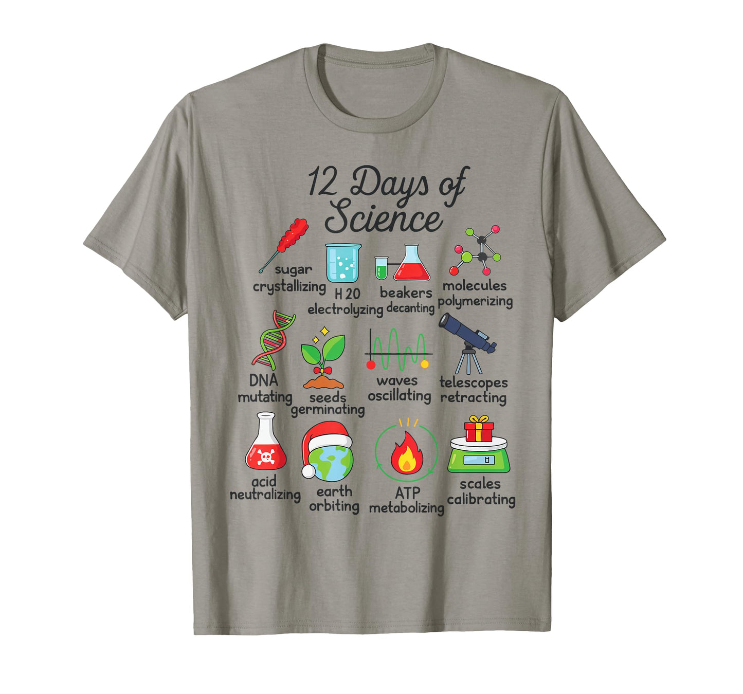 12 Days of Science Funny Science Teacher Christmas Chemistry T-Shirt