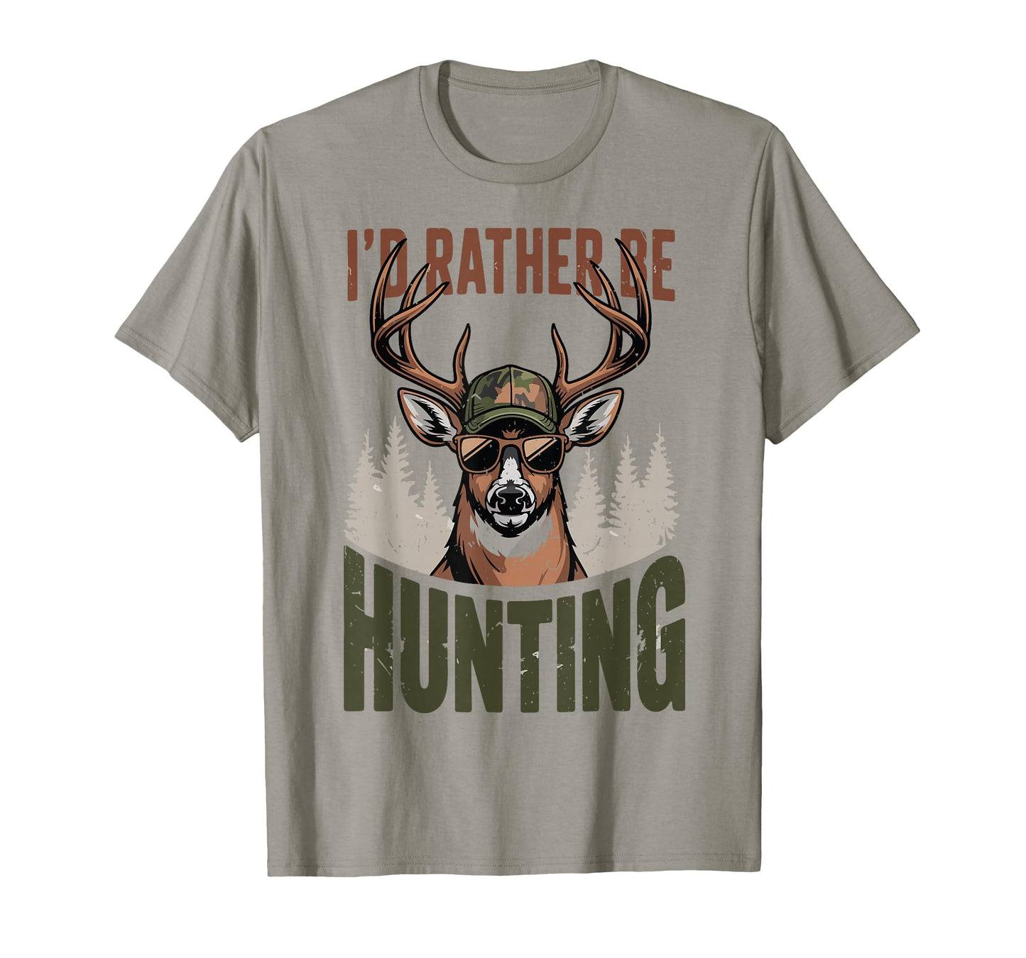 Youth Id Rather Be Hunting Camo Deer Men Teen Boy Funny Joke T-Shirt