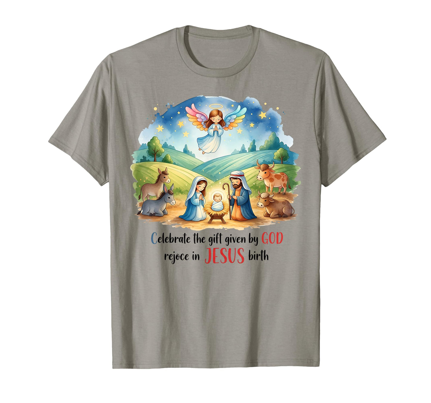 Celebrate Jesus Birth Christmas Nativity Jesus in The Manger T-Shirt