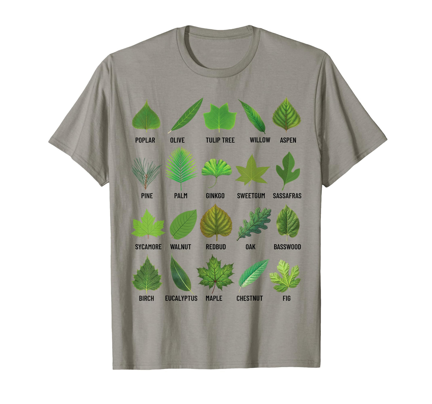 Types of Tree Leaves Biology Nature Educational T-Shirt