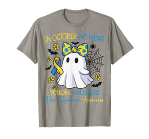 in October We Wear Yellow and Blue Down Syndrome Awareness T-Shirt